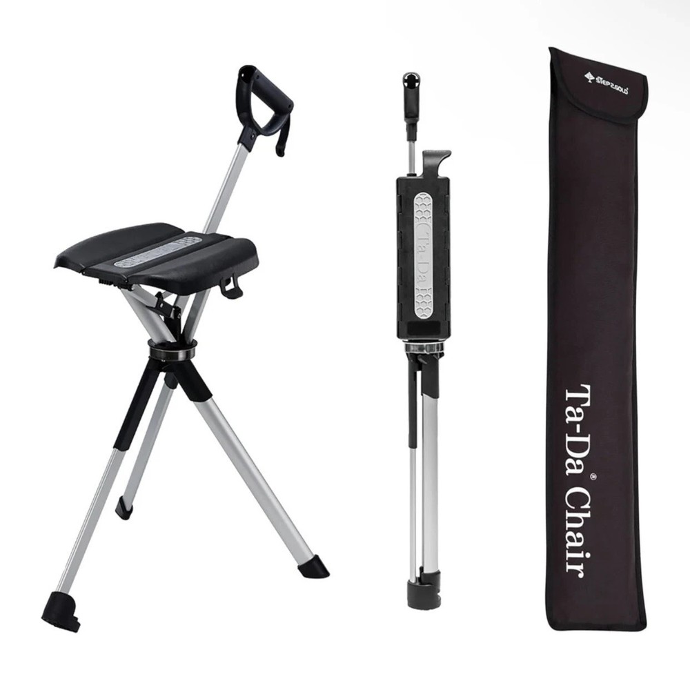 STEP2GOLD Ta-Da Chair Series 2 Portable Walking Stick | MEDIUM 34.2″ | BLACK