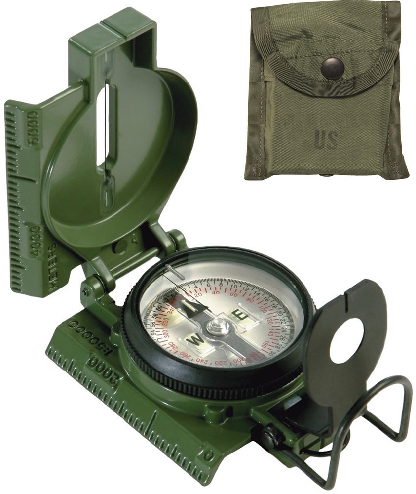 Olive Drab Cammenga US Military Tritium Lensatic Waterproof Compass with Pouch