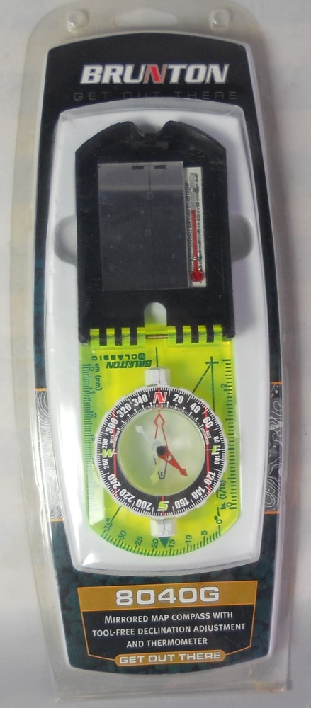 Brunton 8040G Mirrored Map Compass w/ Declination & Thermometer – NEW