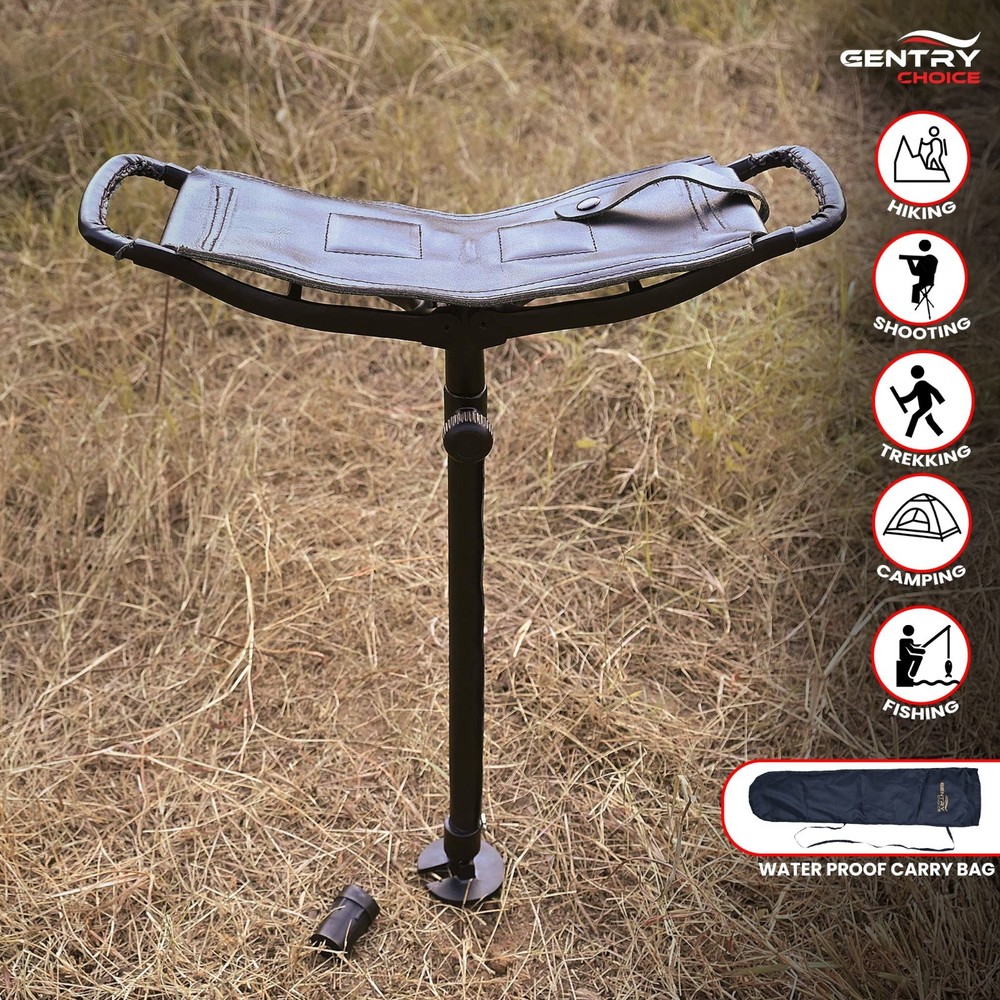 Adjustable Outdoor Shooting Stick Seat Hunting Cane Walking Stick Fishing Stool