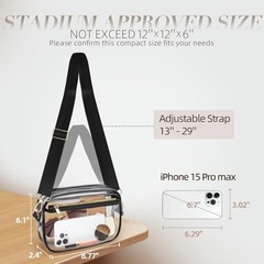 Clear Bag Stadium Approved, Clear Crossbody Bag Purses for women for Black