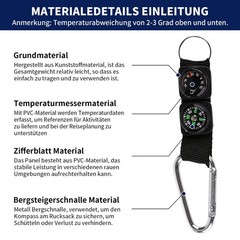 2 Pack Compass Keychain with Thermometer, Multifunctional Outdoor N…