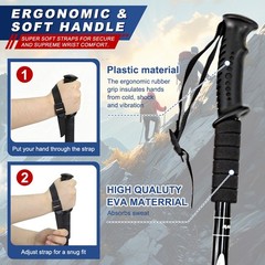 2X Trekking Poles Nordic Hiking Walking Sticks Adjustable Anti-shock Alpenstock