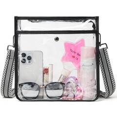 Clear Bag for Stadium Events 12x12x6, Clear Purses Stadium Black Guitar Strap