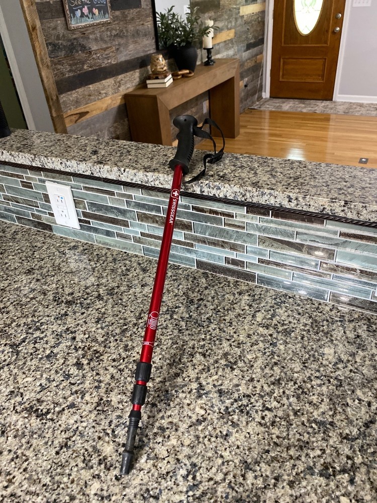 1 Swissgear 135cm Adjustable Walking Stick Pole Anti-shock And Ergonimic Handle