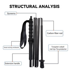 Foldable 5Sections UltraLight 110G Hiking Poles Carbon Fiber Sticks Trekking Pol