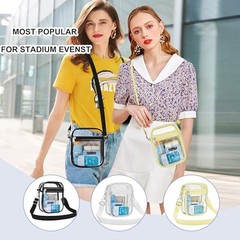 Clear Stadium Bag 12×12×6 Policy Compliant Transparent Crossbody Small Black