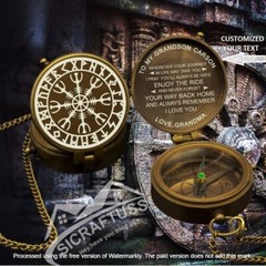 Personalized Nordic Compass – Viking Brass Compass – Engraved Pocket Compass.