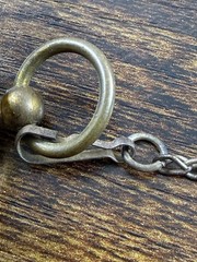 Vintage Antique Brass Pocket Compass Made In France Military Style W/CHAIN Works