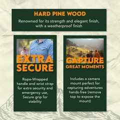 SE 3 Piece 55″ Detachable Pine Wood Walking/Hiking Stick with Metal Tip