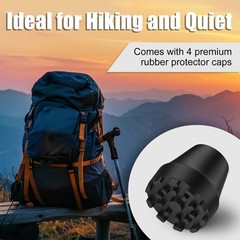 Universal Trekking Pole Tips – 4 Pack Rubber Replacement Caps with Metal Wash…