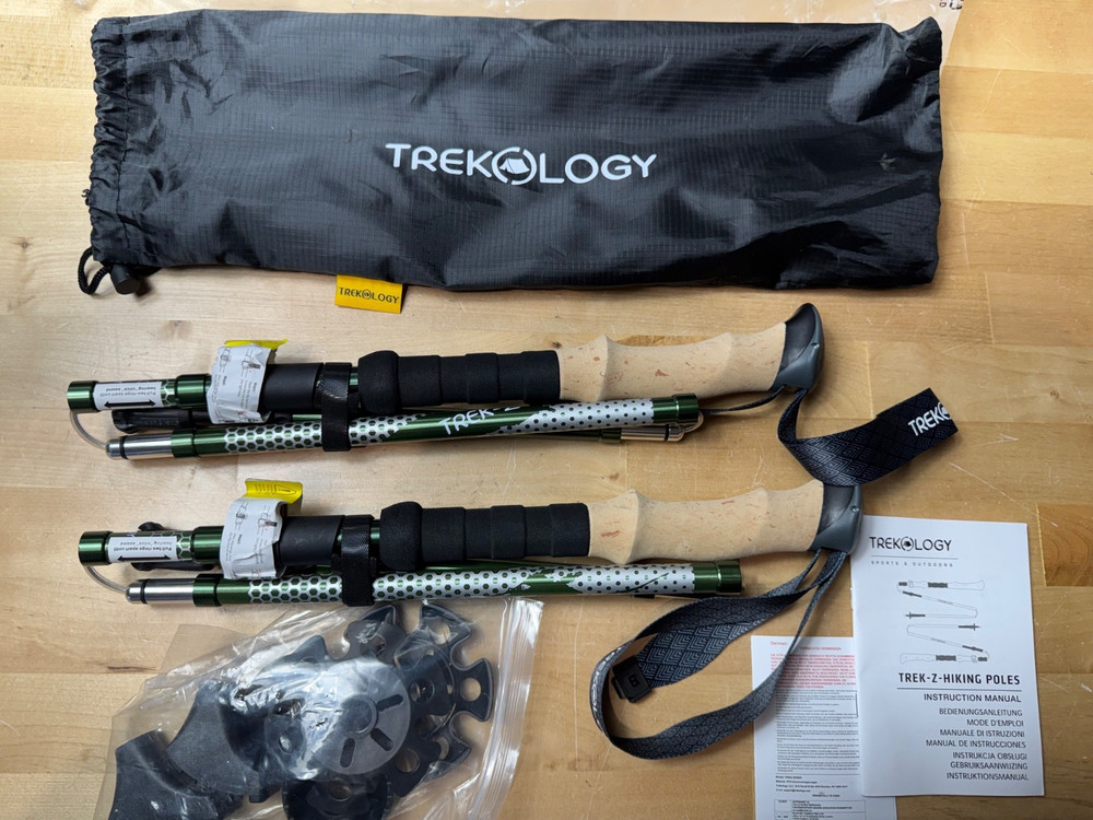 TREKOLOGY Trek-Z Hiking Trekking Nordic Poles Pine Green 100 – 120cm NEW