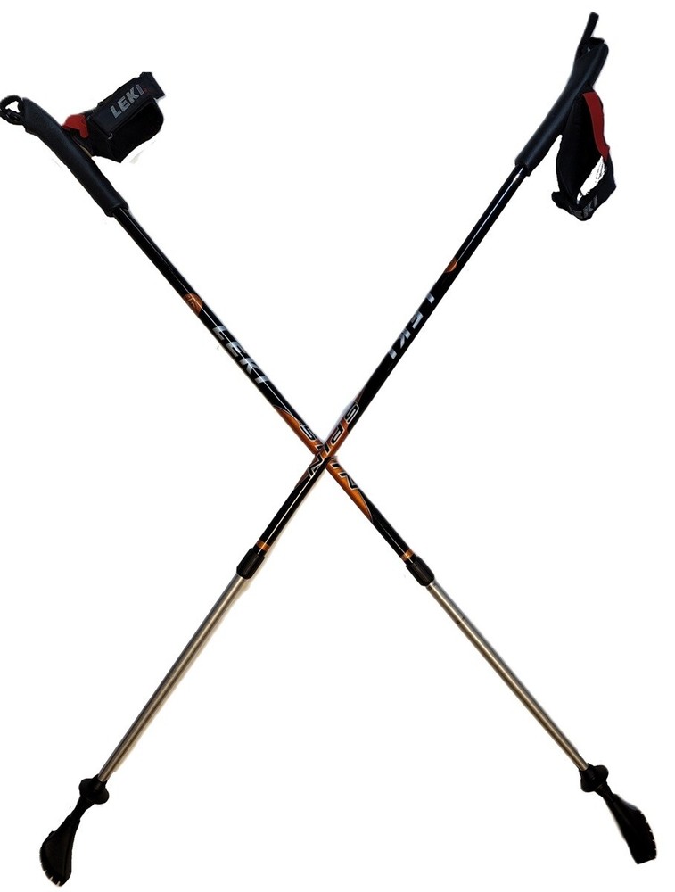 LEKI Nordic Walking Spin Black/Orange Trekking Pole 100cm135cm