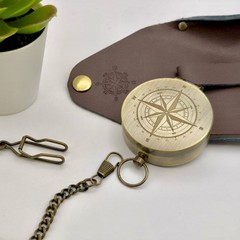 Engraved Personalised Brass Coordinate Compass Keepsake Gift Hiking For Him Dad