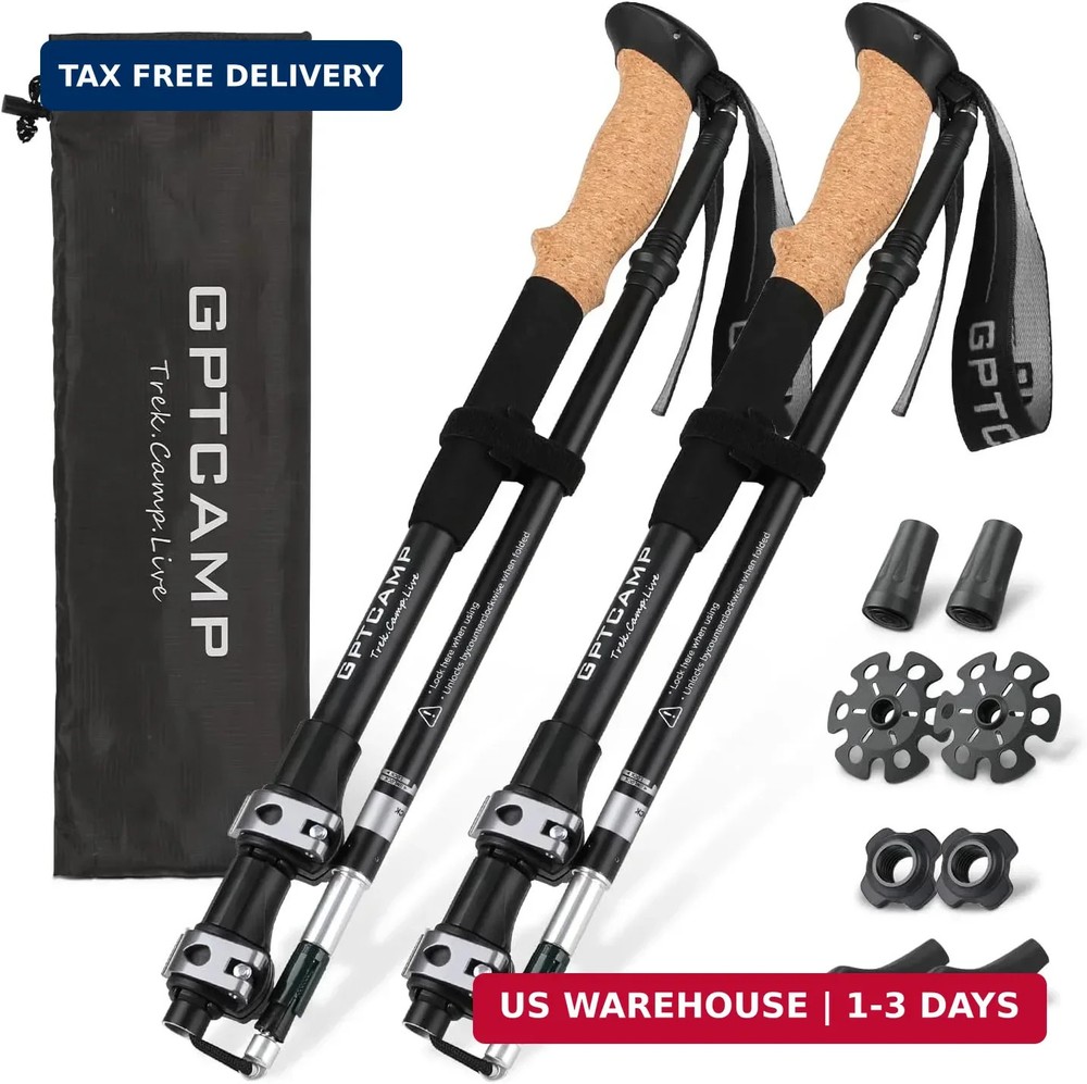 GPTCAMP Walking Sticks,Trekking Poles Collapsible Hiking Poles,Lightweight Foldi