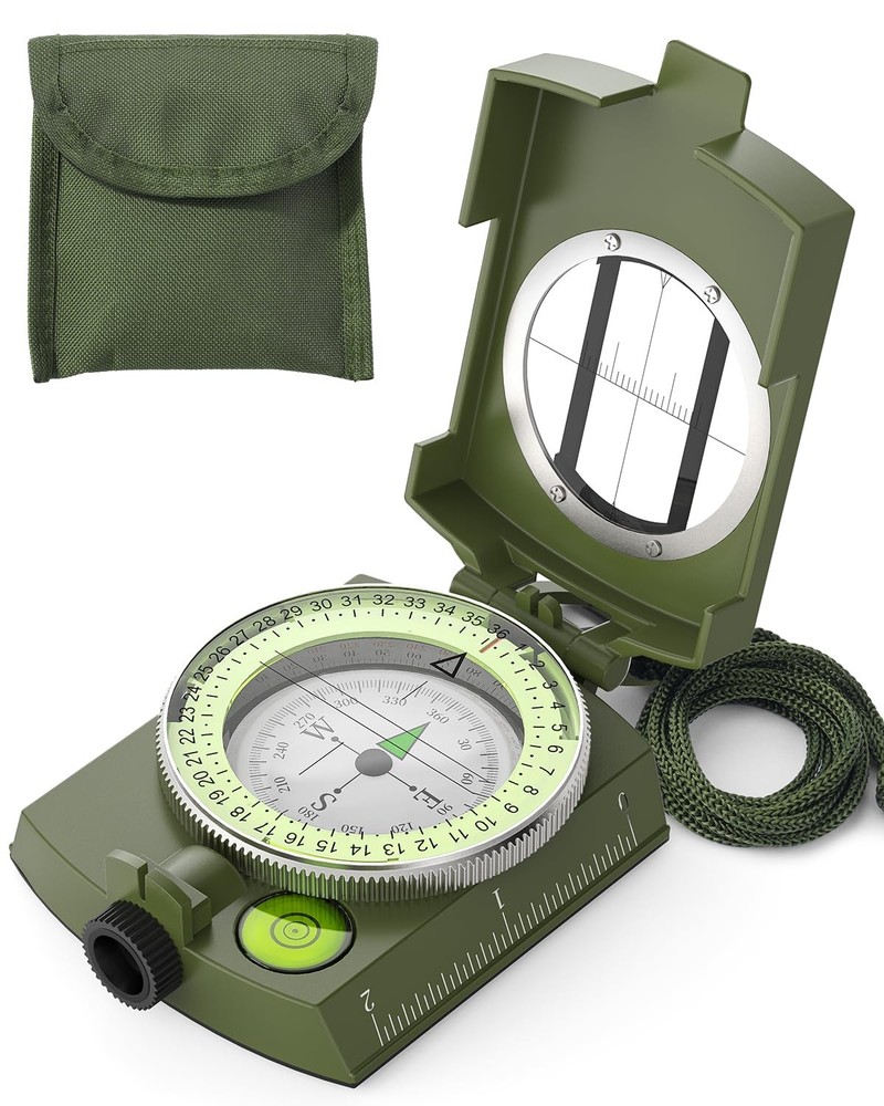 Military Lensatic Sighting Compass with Carrying Bag, Waterproof and Shakepro…