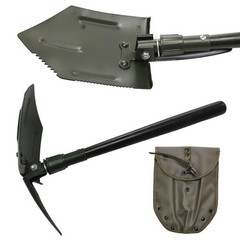 Folding Spade with Hoe Carbon Steel Wooden Handle inc Case Outdoor