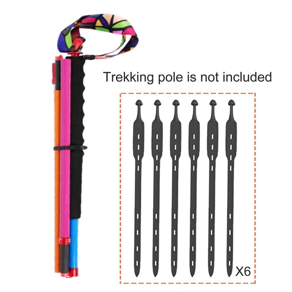 6Pcs Pole Strap Hiking Pole Fasteners Portable Flexible Adjustable Holes for