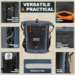 Blue Waterproof Backpack – 55L/85L – Heavy Duty Roll-Top Hiking Bag – 35L