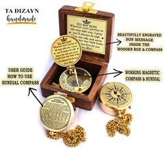 Engraved Compass Wooden Box Mom Dad To Son Grandson Gift Graduation Baptism