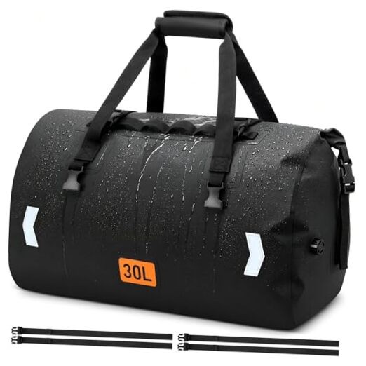 Black Roll-Top Motorcycle Dry Bag with Air 30L – Waterproof – Black