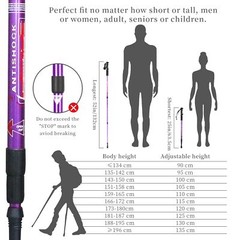 Trekking Poles Shock Absorbing Adjustable Hiking or Walking Sticks for Hiking…