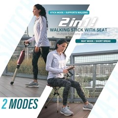 Ta-Da Chair Series 2 PRO, Portable Trekking Hiking Pole, Folding Walking Black