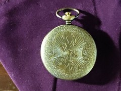 Push Button Heavy Brass Ornate Compass with Velvet Bag