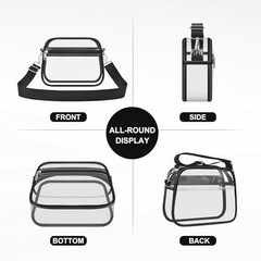 Clear Bag for Stadium Events Clear Sports Fan Handbags Purses with Small Black