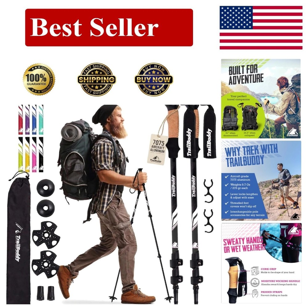 Lightweight 7075 Aluminum Trekking Poles – Adjustable, Collapsible Hiking Sticks