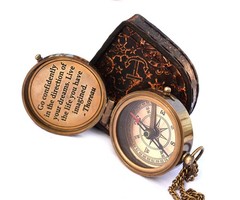 Thoreau’s Go Confidently Quote Engraved Leather Case – Brass Compass for Boat…