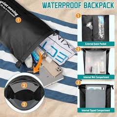 Dry Bag Waterproof Backpack for Women Men/20L Roll Top Dry Bags for 10L Black