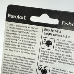 Eureka Fisheye Precision Compass Model 328 Brass Safety Pin Hiking Camping New