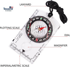 4 Pcs Outdoor Compass with Adjustable Declination,Magnifier,Ruler,Scale. Multifu