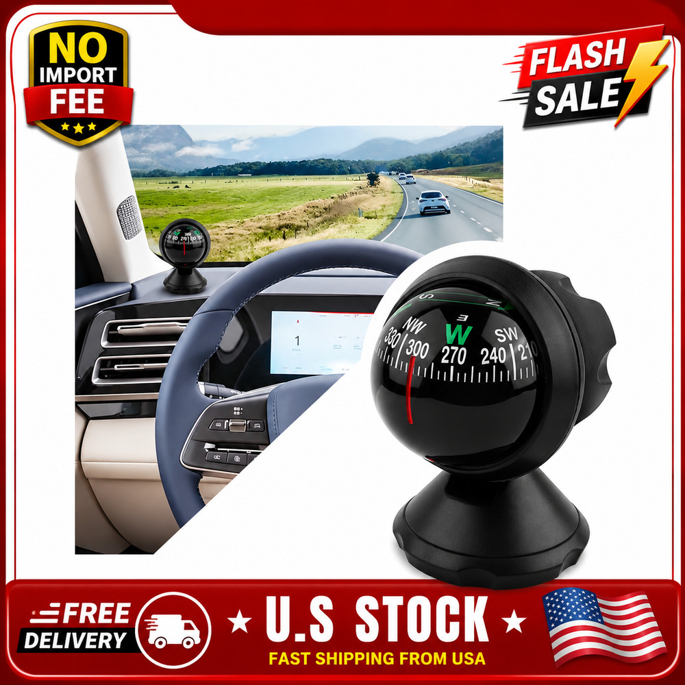 Car Dashboard Compass Adjustable Ball Compass Night Vision for Car Boat SUV