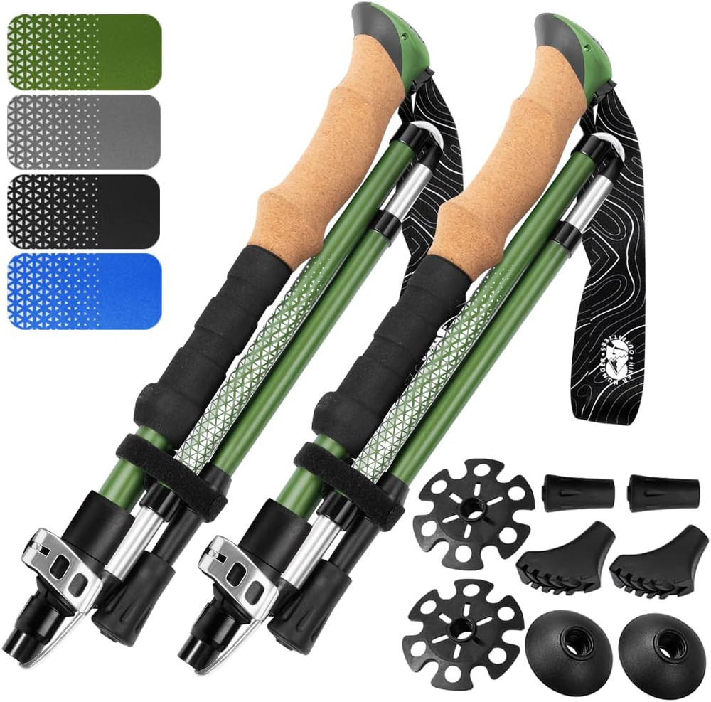 Premium Foldable Hiking Poles by USA Brand – Adjustable, Lightweight Trekking Po