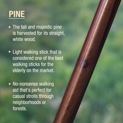 Brazos Handcrafted Wood Walking Stick, Pine, Trekker Style Handle, 55″, Brown