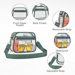 Clear Bag for Stadium Events Clear Sports Fan Handbags Large Forest Green