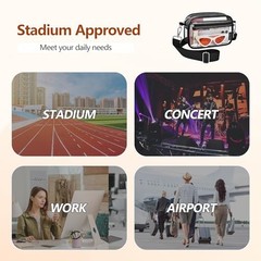 Clear Bag for Stadium Events Clear Messenger Bag Clear Purse for Concert Black