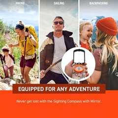 Orange Navigation Compass with Sighting Mirror and Glow in the Dark Features