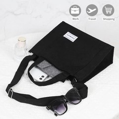 Stylish Corduroy Women’s Handbag – Vintage Design, Versatile & Practical Black