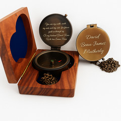 Custom Engraved Compass Gift for Men – Personalized Brass Pocket Compass Antique