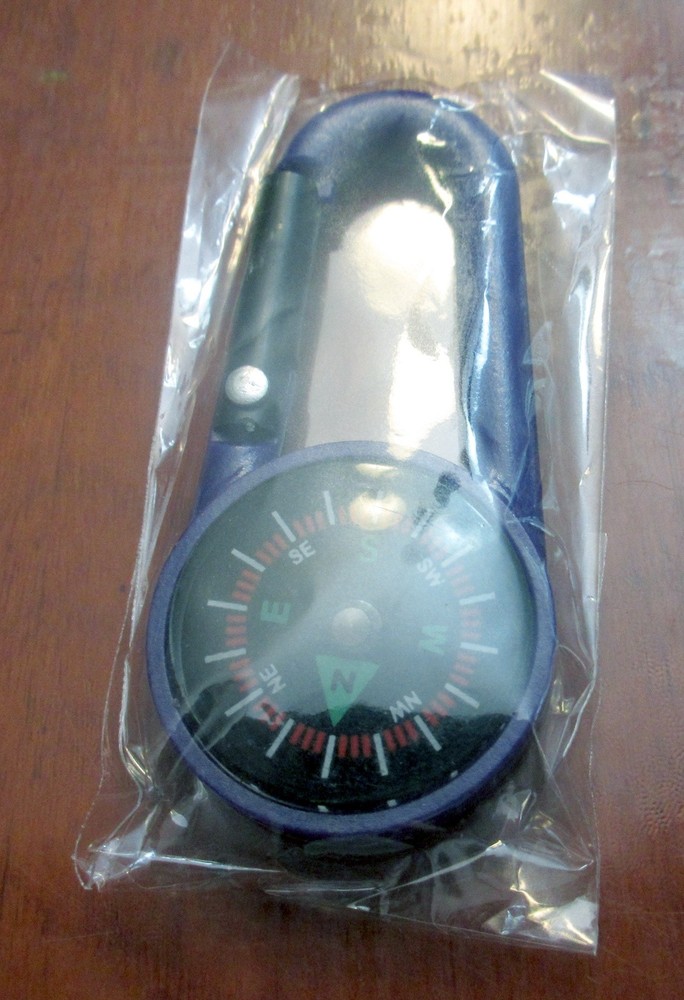 Carabiner Compass & Keychain – Purple – NEW in Package