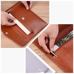PU Leather A5 File Folder Document Holder A5 Envelope Folder with Black&brown