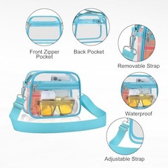 Clear Bag for Stadium Events Clear Sports Fan Handbags Purses with Medium Aqua