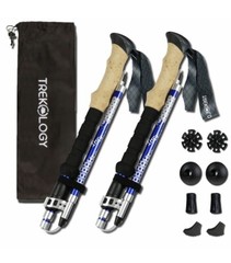 Trekology TREK-Z 2pc Trekking Hiking Poles, Foldable Collapsible Walking Sticks