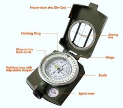 Military Compass AF-4580 Lensatic Sighting Navigation, Waterproof and Shakepr…