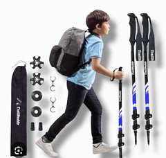 Hiking Poles, Youth Size, Entends 24″ to 40″ Blue Aluminum, Snow & Dirt + NEW !