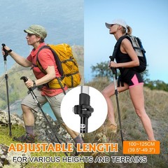 Travel Folding Trekking Hiking Pole with Carrying collapsible foldable, Black