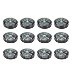 Pocket Compass, 20mm 12pcs Mini Oil Filled Compass for Hiking black